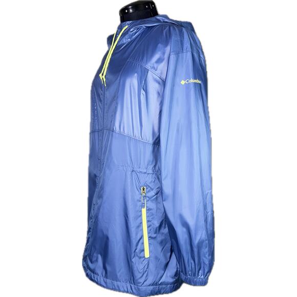 Columbia Blue Windbreaker Women’s Large Lightweight Rain Jacket Hooded Full Zip - Picture 3 of 9